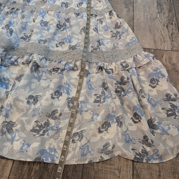 Moon River Floral Blue Ruffle Dress Size M - Picture 7 of 7